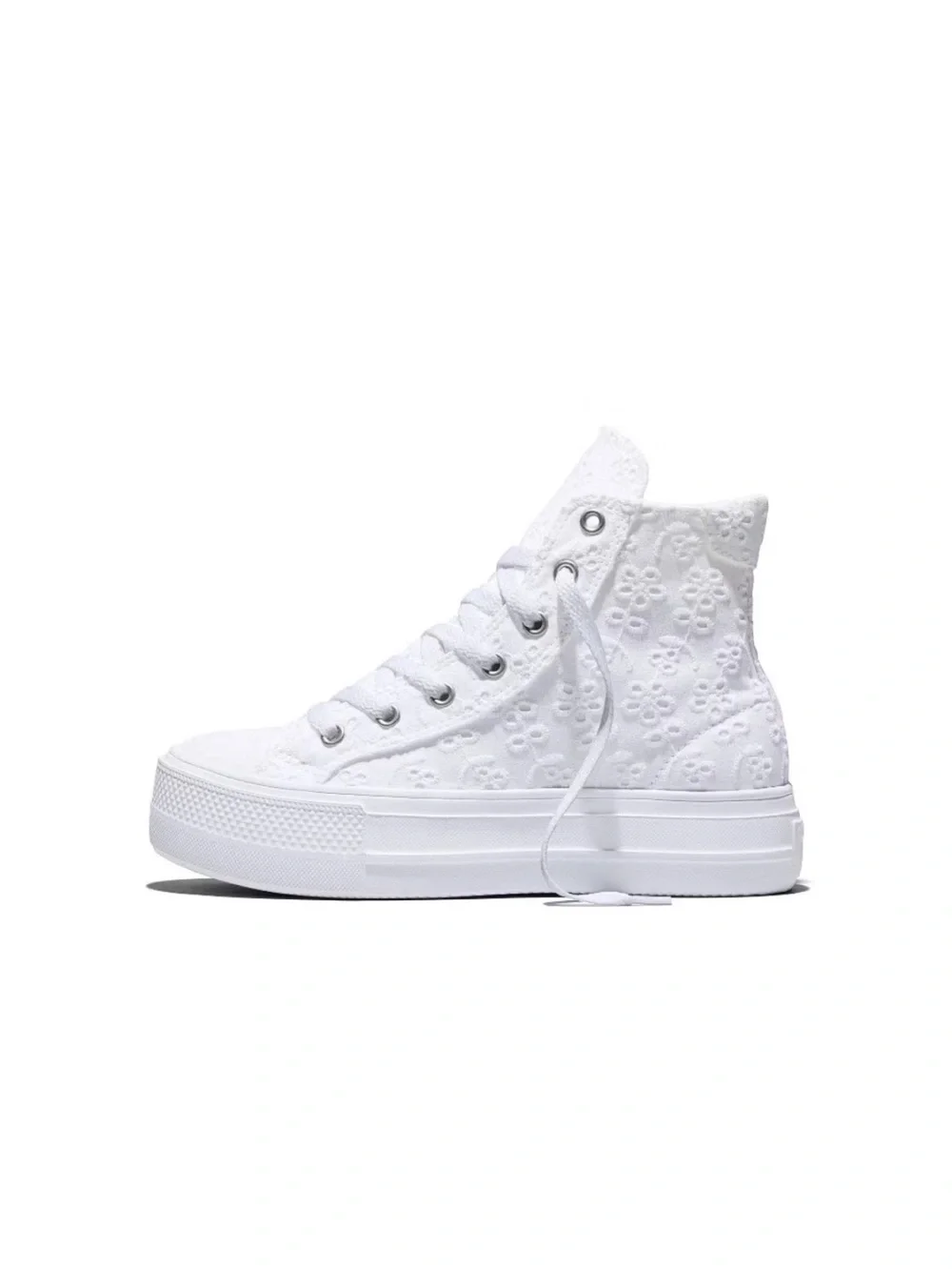 Kids White High-Top Lace Sneakers- Converse